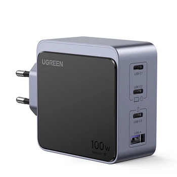 Зарядное устройство Ugreen Nexode S 3xUSB-C + USB-A 100W GaN PD3.0 QC4+ PPS Темно-серый (35043)