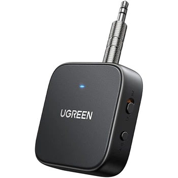 Bluetooth-адаптер Ugreen CM667 приймач-передавач 2-в-1 Bluetooth 5.2 3.5 мм AUX з мікрофоном, підключення 2 пристроїв, 27 годин роботи Чорний (35223)