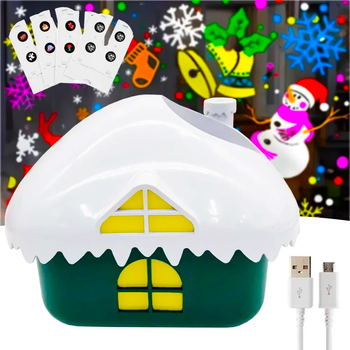 Нічник проектор новорічний від USB + 5 змінних лінз, Christmas Lamp, Зелений (L)