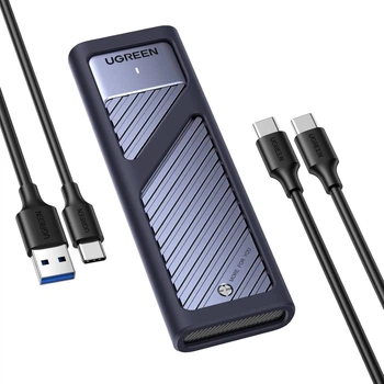 Внешний карман Ugreen CM559 M.2 NVMe/SATA USB 3.2 Gen 2 10 Гбит/с алюминиевый с силиконовым чехлом Серый (90408)