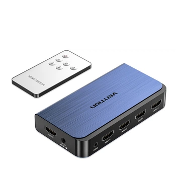 HDMI-переключатель Vention 5 in 1 HDMI 2.0 4K 60Hz Toslink 3.5 мм с пультом ДУ Синий (AKDL0)