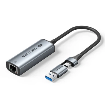 Сетевой адаптер Vention USB-C/USB-A - Ethernet RJ45 2.5 Гбит/с 0.15 м Серый (CFUHB)