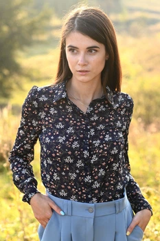 Жіноча блуза з манжетою на ґудзиках LadyLike 42 Синій (ll2029746867362)
