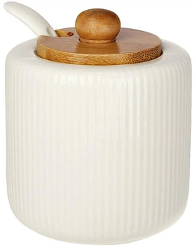 Сахарница Ceram Bamboo Grace Ø8х9см (200мл) с ложкой и деревянной крышкой