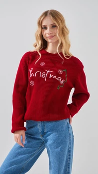 Светр з принтом для дівчинки Erceylan LN25204 Christmas 158 см Червоний shop (2000999324543)