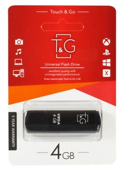 Флеш накопитель USB 4Gb T&G Vega TG121, Black, USB 2.0 (TG121-4GBBK)