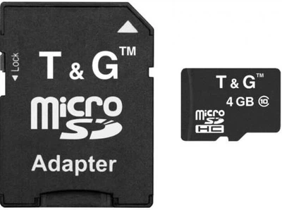 Карта пам'яті microSDHC, 4Gb, T&G, Class10, SD адаптер (TG-4GBSDCL10-01)