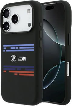 Панель BMW M Silicon Horizontal Line MagSafe для Apple iPhone 17 Pro Max Black (BMHMP17X25SHOTSK)