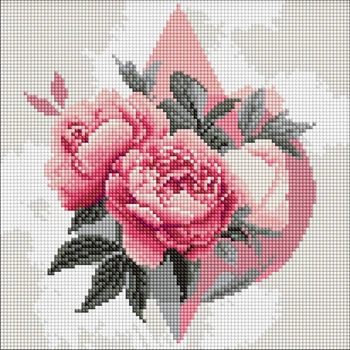 Алмазная мозаика Геометрические фигуры с пионами ©art_selena_ua 30x30 AMO8230 Идейка