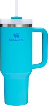 Термокружка для кофе чая термос с надписью Stanley из нержавеющей стали термостакан туристическая чашка с крышкой Blue tst-40