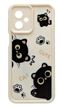 Чехол Shock Case Print для Motorola G54 бампер силиконовый бежевый с рисунком котики