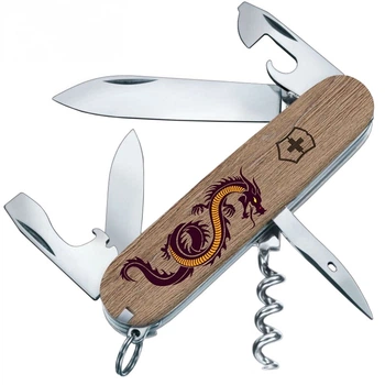 Ніж складаний, мультитул Victorinox Spartan Zodiac (91мм, 12 функцій), дерев. дракон 1.3603.7.Z3310h
