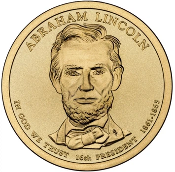 Монета 1 долар 2010 D UNC 16-й Президент США - Авраам Лінкольн (1861-1865) Abraham Lincoln President. 1 dollar