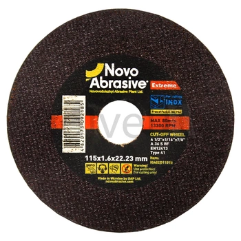Диск абразивний відрізний по металу Novoabrasive Extreme A36S BF 115x1,6x22,23 мм