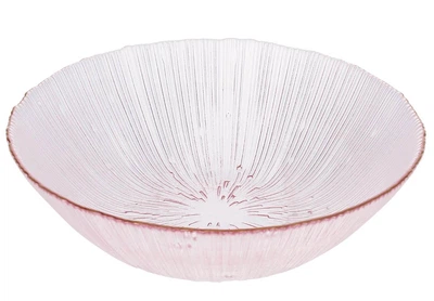 Салатник скляний Fleur D24.5*7см рожевий із золотим обідком 992-182