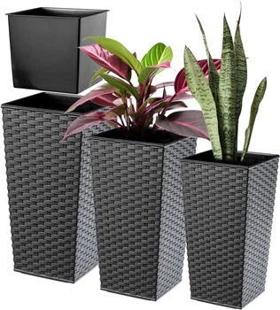 Donice na kwiaty z wkładem Kadax Pesaro K8058 25 cm + 30 cm + 35 cm Grafit