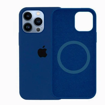 Чехол-накладка Silicone case with MagSafe для IPhone 13 Pro Navy Blue (45) синий