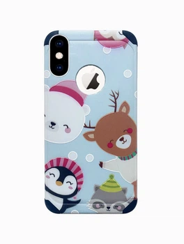 Чохол Силіконовий Новорічний для iPhone X/Xs Merry Christmas (04) Олень Пінгвін