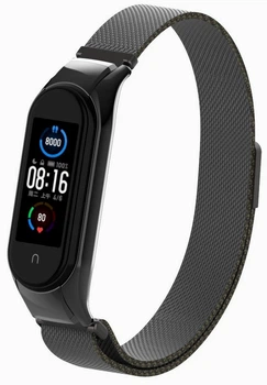 Ремешок Миланская петля (Milanese Loop) для Xiaomi Mi Band 3/4 (02) Black черный