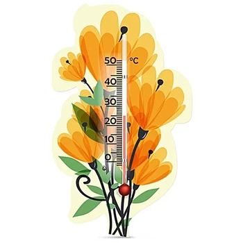Комнатный кухонный термометр без ртути на магните (от 0°C до +50°C) Цветы желтые Маргарита (BP-1528MR)