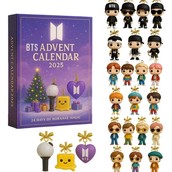 Игрушка BTS (акриловые плоские фигурки) адвент-календарь детский TinyTan на 24 дня для детей (арт 15189)