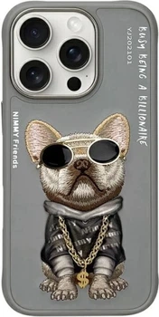 Etui plecki Nimmy Glasses Cool Dog do Apple iPhone 16 Pro Grey (6971080319310)