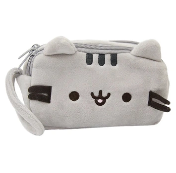Плюшевый пенал-косметичка Pusheen LITZY ▸ котик, 2 отделения, 210×130 мм ▸ серый