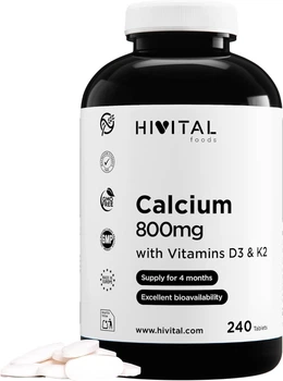 Кальцій 800 мг із вітаміном D3 та K2. Hivital Foods - 240 таблеток
