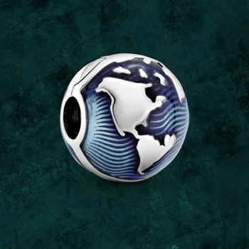 Срібна намистина шарм "Синій глобус" Pandora (Пандора) 799429C01