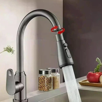 Насадка аератор на кухонний змішувач для економії води. Сірий