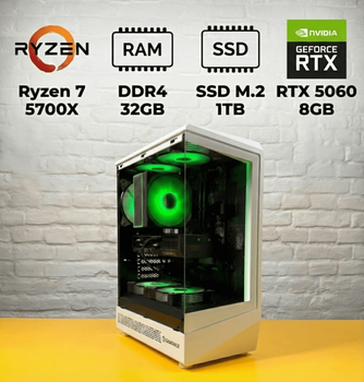 Игровой Компьютер Custom Ryzen 7 5700X/32GB/1TB SSD M.2/RTX 5060 8GB