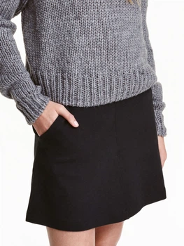 Юбка мини осенняя прямая женская H&M 0400152_004 M Черная (СА2000000935898)