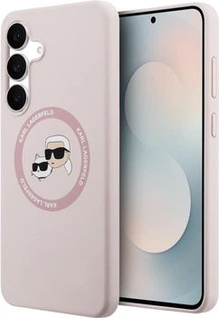 Etui plecki Karl Lagerfeld Silicone Karl&Choupette Heads MagSafe do Samsung Galaxy S25 FE Pink (KLHMS25FESKCHTCK)