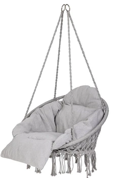 Садова гойдалка KIK LUARO гніздо лелеки зі спинкою та подушкою Сіра KX3951_1 (5903039748125)