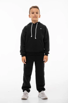 Дитячий спортивний утеплений костюм Kindamor Warm Autumn Black для хлопчика, фліс 134 см чорний