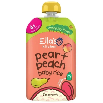 Пюре фруктове з рисом Ella's Kitchen BIO Груша та персик для дітей від 4 місяців 120 г