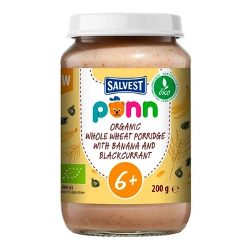 Пюре фруктове молочно-злакове Salvest Ponn BIO Банан та чорна смородина для дітей від 6 місяців 200 г
