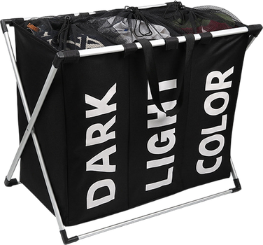 Kosz na pranie Hedo potrójny 130 l Czarny 54173 (5904041118807)