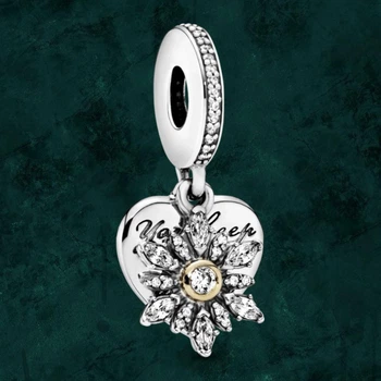 Серебряная бусина шарм "Снежинка и сердце" Pandora (Пандора) 792012cz
