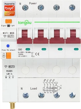 Inteligentny 4-polowy przełącznik Tuya Wi-Fi, RS485, 63A (HS082260)