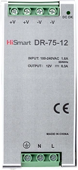 Zasilacz HiSmart 12V 6.3A 75W DIN (DR-75-12)