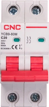 Модульний автоматичний вимикач CNC Electric YCB9-80M 2P C20 6ka (NV821501)