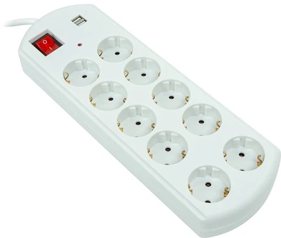 Listwa zasilająca PowerPlant 5 m, 3x1.5 mm², 10 A, 10 gniazdek, 2xUSB, euro, 100% miedź (YS-N6065/5) (EX610556)