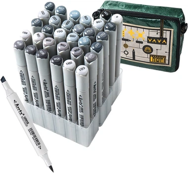 Markery alkoholowe Arrtx Oros ASM-03GY 32 kolory odcienie szarości (LC302543)