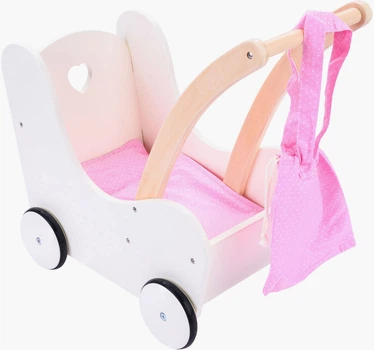 Візок для ляльок Engelhart дерев'яний Рожево-білий 1750221 (8716096018745)