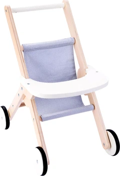 Коляска для ляльок Engelhart Toys дерев'яна Сіро-блакитна 1750216 (8716096018394)