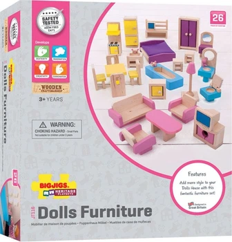Meble dla lalek Bigjigs Toys drewniane dla domku 27 szt 2999703 (0691621261163)
