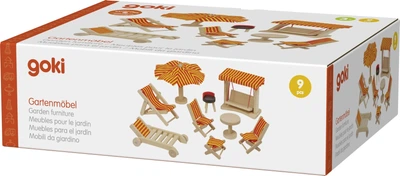 Meble ogrodowe dla lalek Goki Seria A drewniane 9 elementów 5299221 (4013594519137)