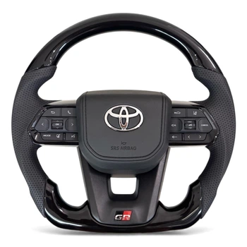 Анатомический руль для Toyota Land Cruiser 200, Prado 150. GR. Без подогрева. Рояльный лак. Логотип - хром. В сборе.