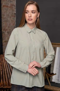 Жіноча сорочка прямого крою з манжетами LadyLike 40 Оливковий (ll2164910068340)